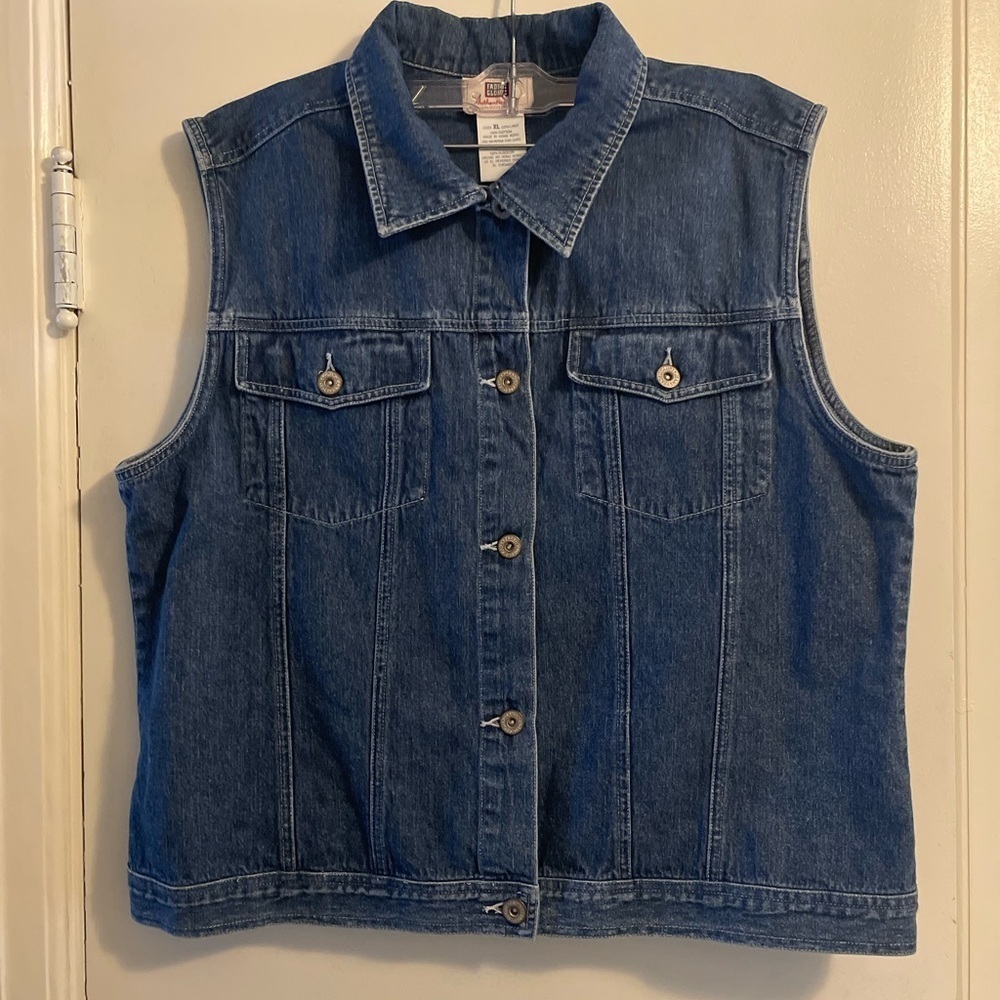 Vintage Denim Vest Button Front Collar Size Extra Large